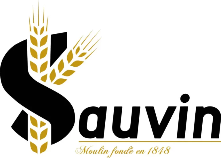 Logo du Moulin Sauvin : un “S” stylisé noir, orné de trois épis de blé dorés.