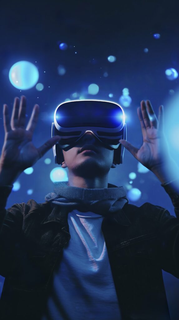 Casque Vr fond bleu 