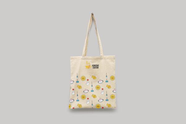 Totebag en tissu avec le motif sucré d'Hongdae Station et le logo