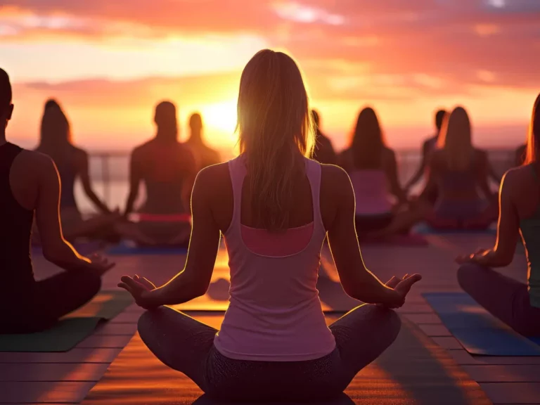 Séance de yoga au coucher du soleil à La Casa Boho sur la plage de Pampelonne