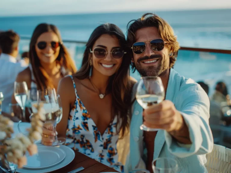 Déjeuner entre amis au restaurant La Casa Boho sur la plage de Pampelonne