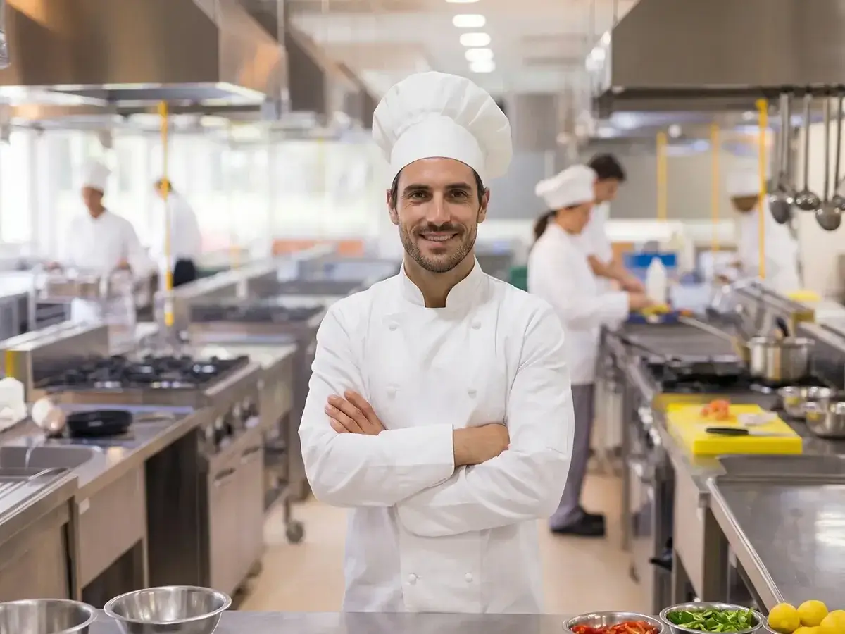 Chef cuisinier dans la cuisine professionnelle du restaurant La Casa Boho
