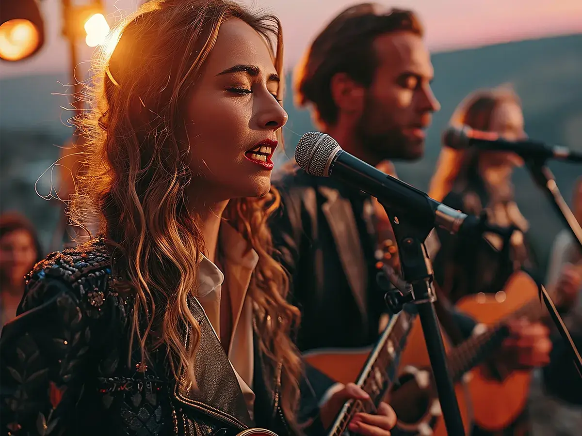 Groupe de live acoustique à La Casa Boho sur la plage de Pampelonne