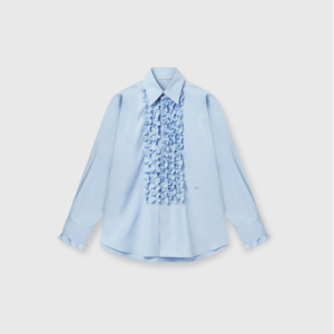 Chemise Oxford avec panneau volante de couleur bleu