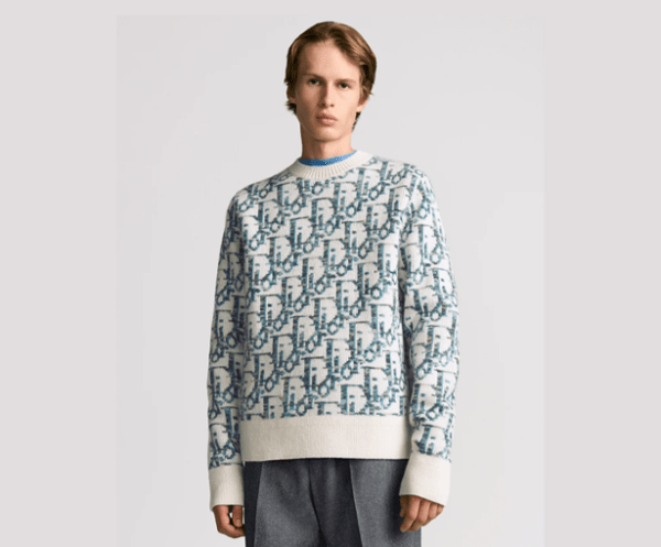 Crewneck dior a motif bleu sur blanc