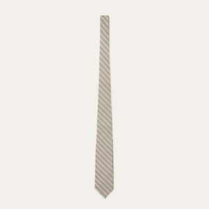 cravate loro piana rayée de couleur beige et blanche, pour homme