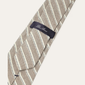 cravate rayée Loro Piana beige gris et bleue