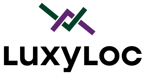 deux l entrelacés pour créer un logo avec typographie présentant le nom de la marque, avec couleur verte et violette