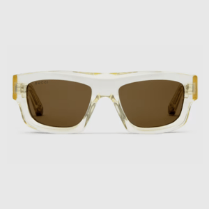 lunettes de la marque gucci, couleur blanche et doré, collection été 2025