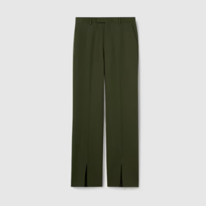 Pantalon en laine légère embossée de la marque gucci de couleur kaki