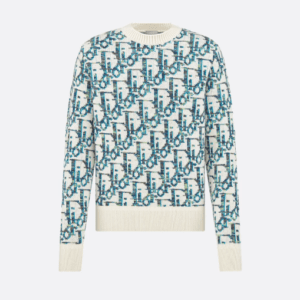 Crewneck dior a motif bleu sur blanc