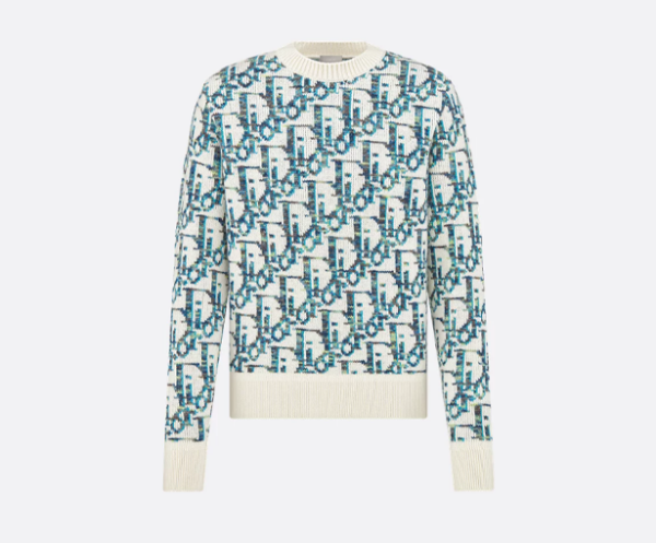 Crewneck dior a motif bleu sur blanc