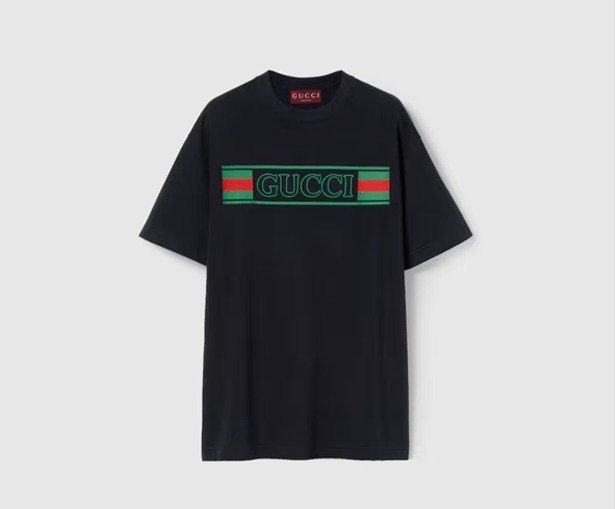 Tee shirt Gucci avec logo vert er rouge sur le torse