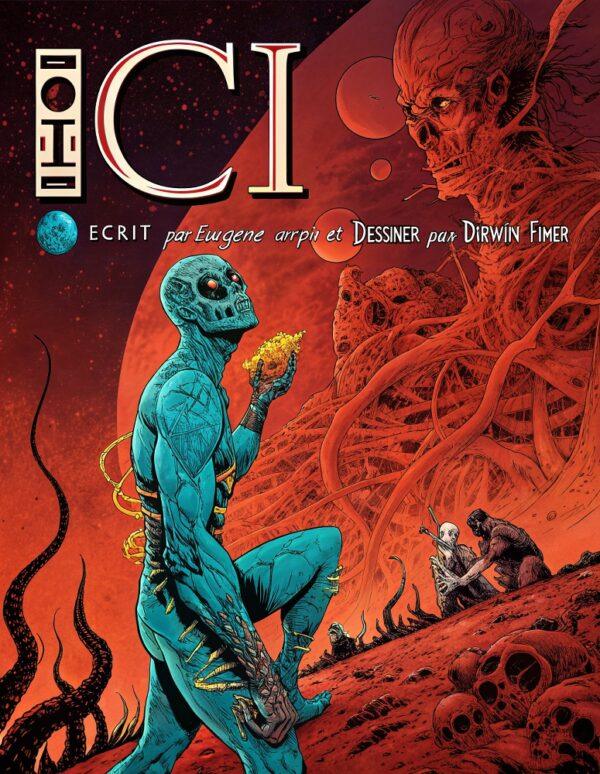 Illustration de la première de couverture de la bd "ICI" écrit par Eugène Arpin et dessiné par Darwin Fimer.