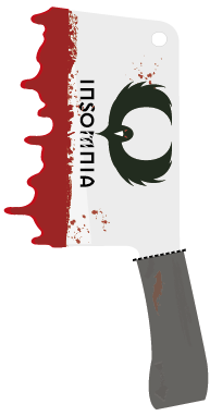 Ticket Insomnia en forme de hache ensanglantée.