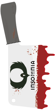 Ticket Insomnia en forme de hache ensanglantée.