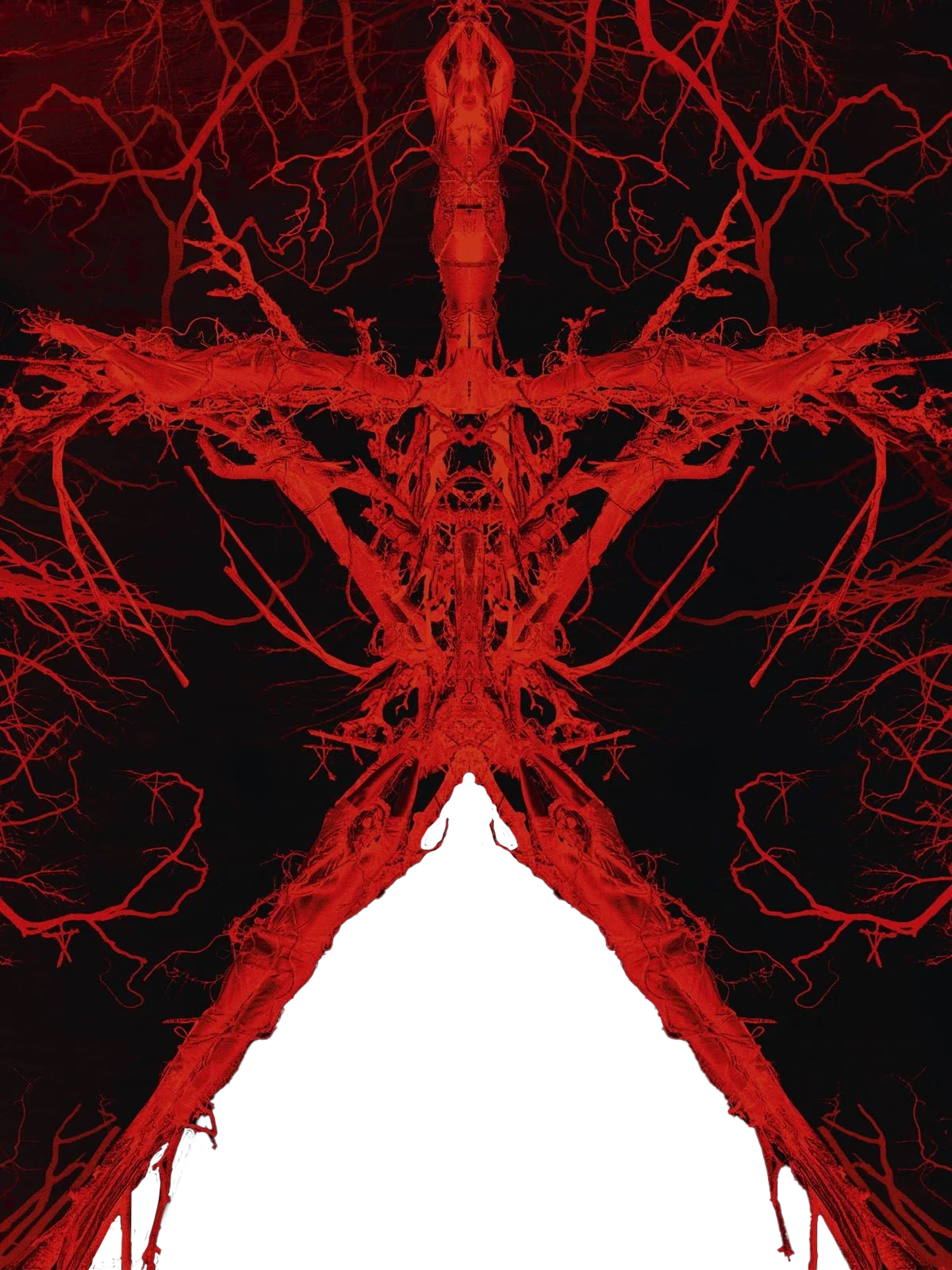 Attraction "Blair Witch 2.0". Symbole en forme d'étoile à 5 branches rouge sur fond noir.