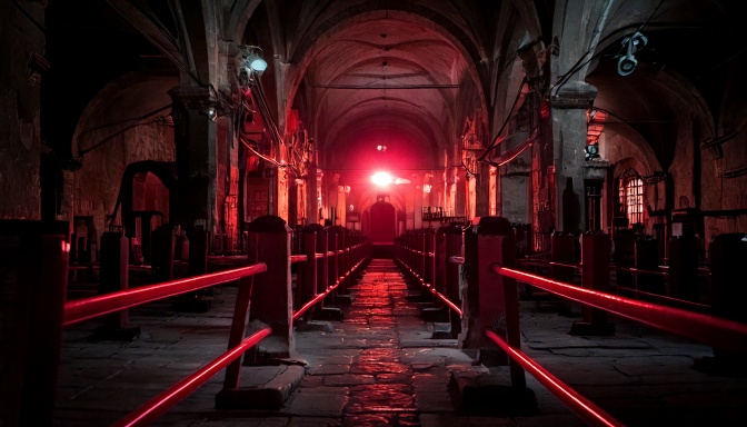Zone de la fille d'attente de l'attraction 7ème ciel avec Satan.