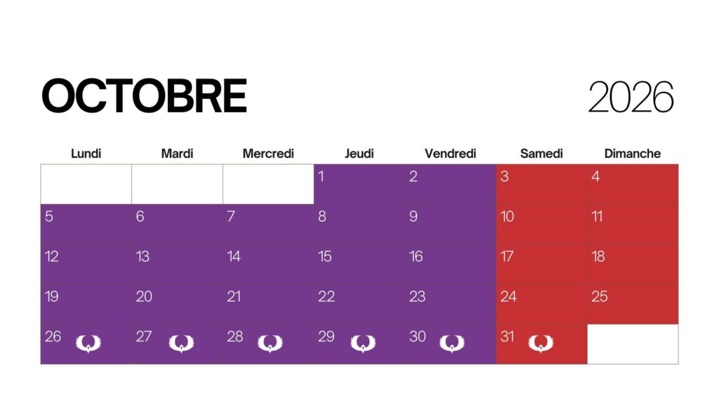 Calendrier Octobre 2027