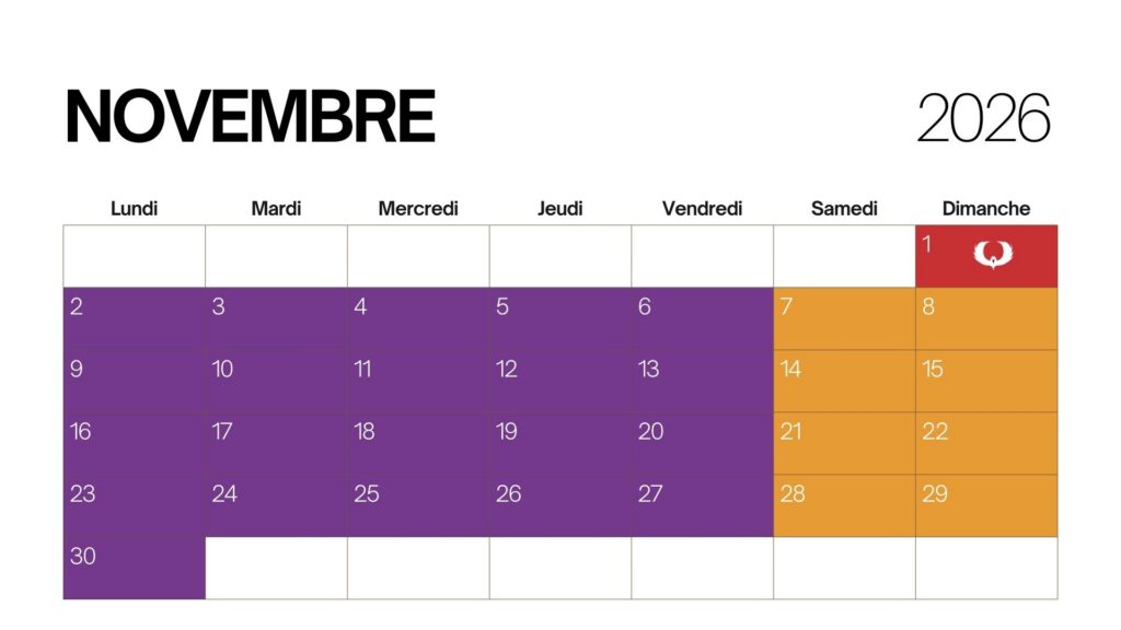 Calendrier Novembre 2027