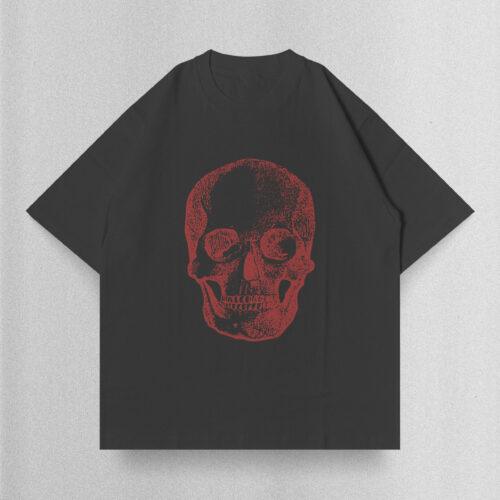 T shirt gris avec un symbole tête de mort