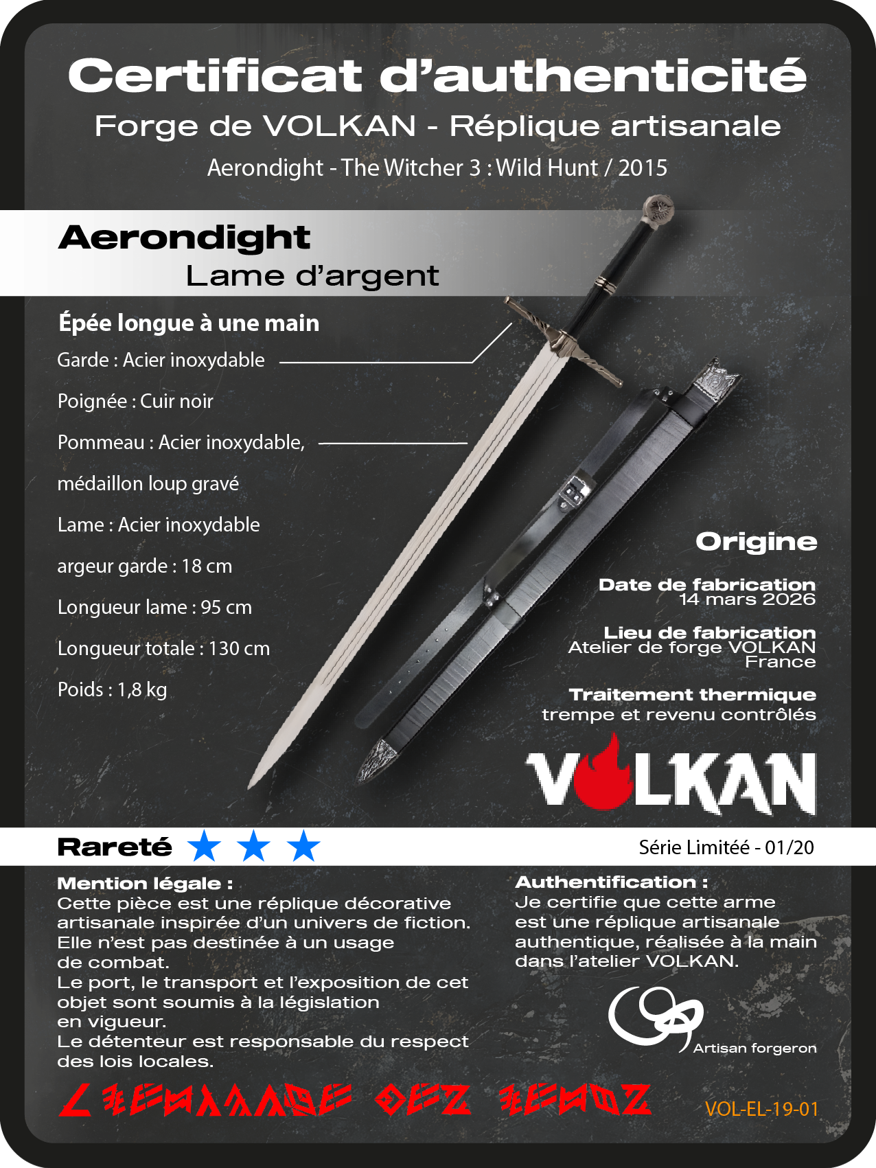 Aerondight — Lame d'argent verso